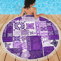 Hawaiian Quilt Beach Blanket Tiki Tropical Retro Purple Version - Wonder Print Shop