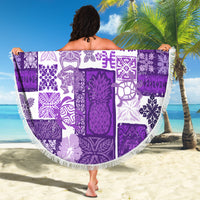 Hawaiian Quilt Beach Blanket Tiki Tropical Retro Purple Version - Wonder Print Shop