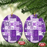 Hawaiian Quilt Ceramic Ornament Tiki Tropical Retro Purple Version - Wonder Print Shop