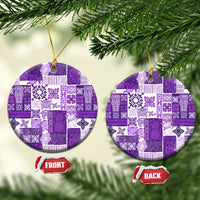 Hawaiian Quilt Ceramic Ornament Tiki Tropical Retro Purple Version - Wonder Print Shop