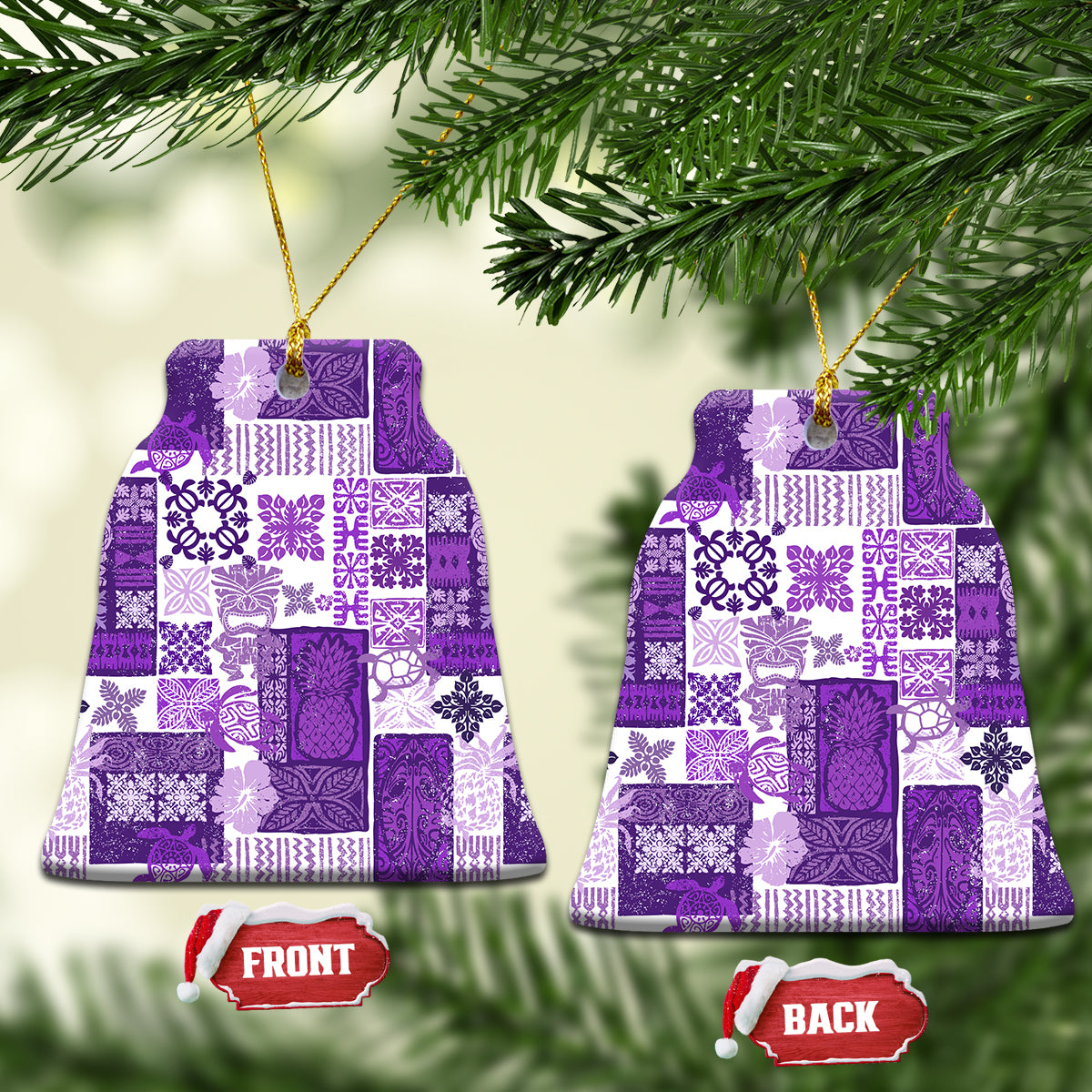 Hawaiian Quilt Ceramic Ornament Tiki Tropical Retro Purple Version - Wonder Print Shop
