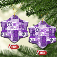 Hawaiian Quilt Ceramic Ornament Tiki Tropical Retro Purple Version - Wonder Print Shop