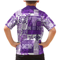 Hawaiian Quilt Family Matching Mermaid Dress and Hawaiian Shirt Tiki Tropical Retro Purple Version - Wonder Print Shop