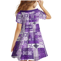 Hawaiian Quilt Family Matching Mermaid Dress and Hawaiian Shirt Tiki Tropical Retro Purple Version - Wonder Print Shop