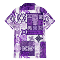 Hawaiian Quilt Family Matching Mermaid Dress and Hawaiian Shirt Tiki Tropical Retro Purple Version - Wonder Print Shop