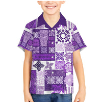 Hawaiian Quilt Family Matching Mermaid Dress and Hawaiian Shirt Tiki Tropical Retro Purple Version - Wonder Print Shop