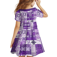 Hawaiian Quilt Family Matching Puletasi Dress and Hawaiian Shirt Tiki Tropical Retro Purple Version - Wonder Print Shop