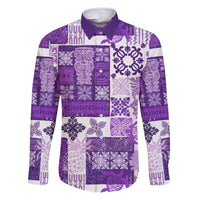 Hawaiian Quilt Family Matching Puletasi Dress and Hawaiian Shirt Tiki Tropical Retro Purple Version - Wonder Print Shop