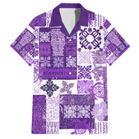 Hawaiian Quilt Family Matching Short Sleeve Bodycon Dress and Hawaiian Shirt Tiki Tropical Retro Purple Version - Wonder Print Shop