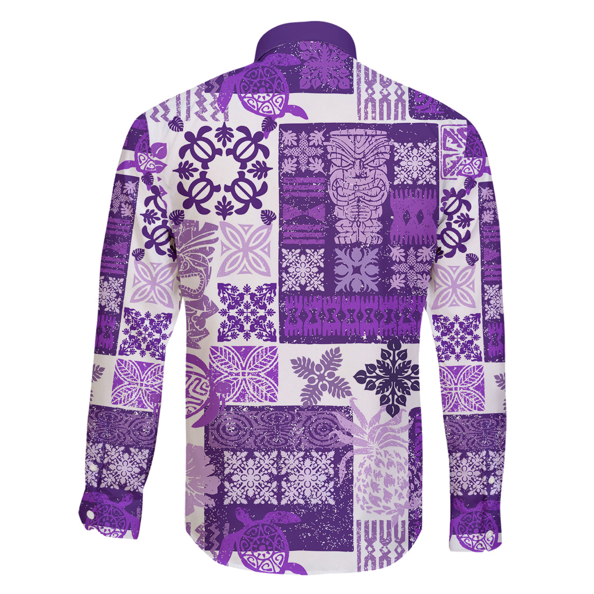 Hawaiian Quilt Family Matching Tank Maxi Dress and Hawaiian Shirt Tiki Tropical Retro Purple Version - Wonder Print Shop