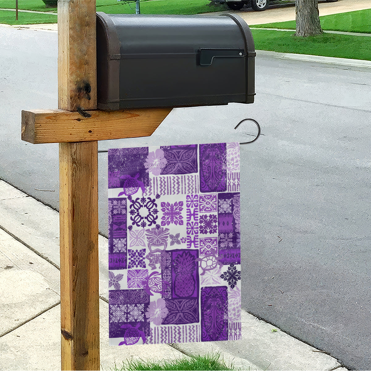 Hawaiian Quilt Garden Flag Tiki Tropical Retro Purple Version - Wonder Print Shop