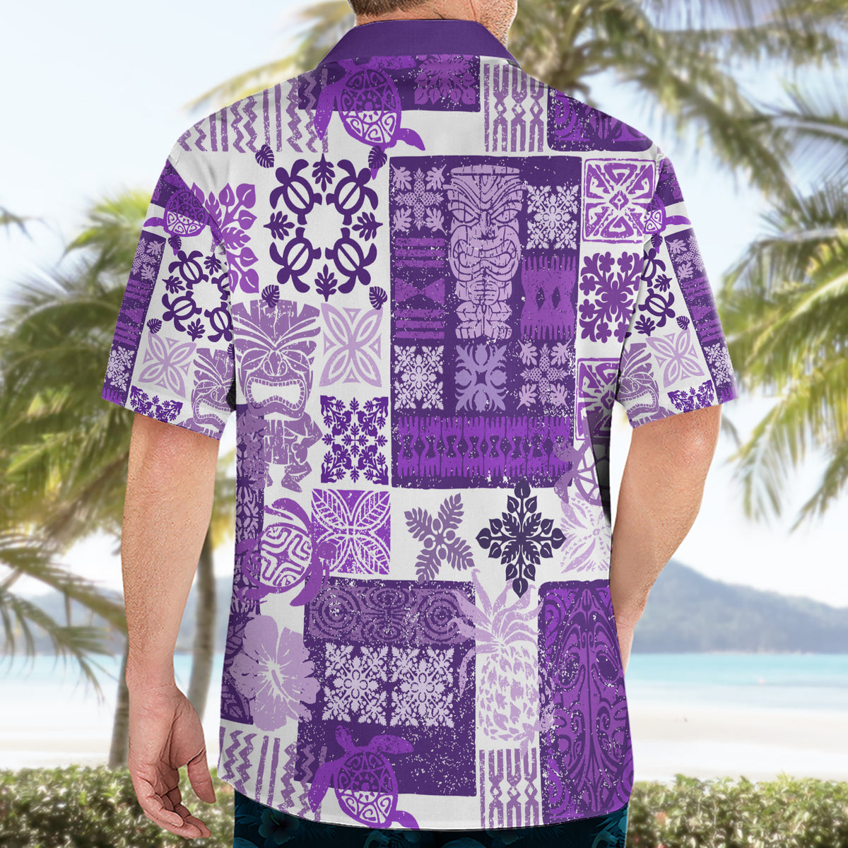 Hawaiian Quilt Hawaiian Shirt Tiki Tropical Retro Purple Version - Wonder Print Shop