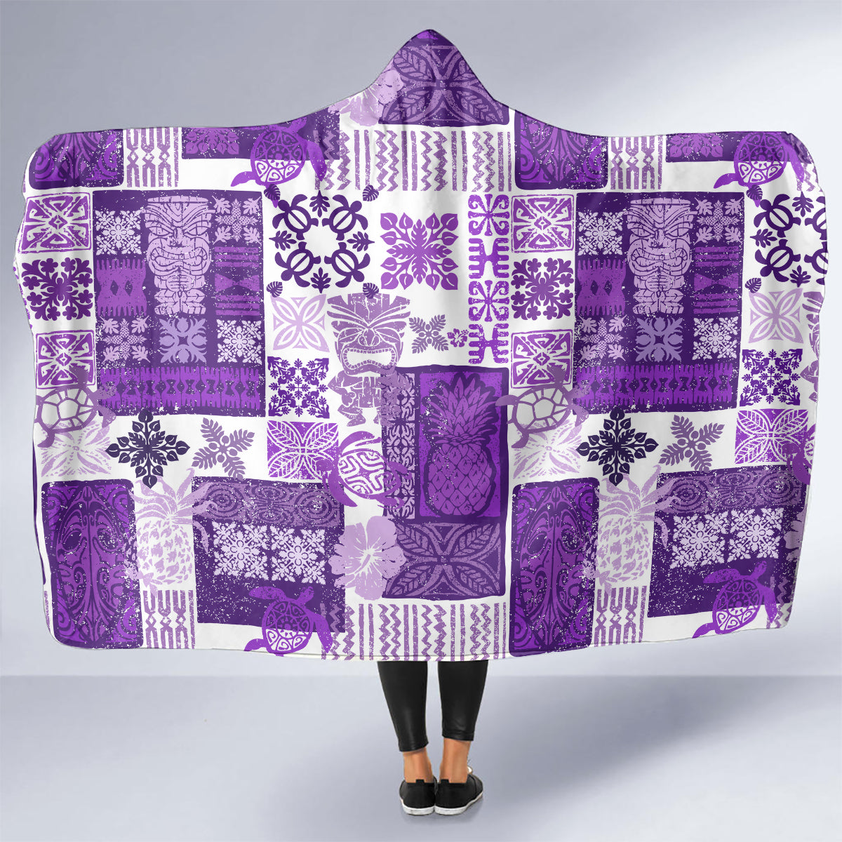 hawaiian-quilt-hooded-blanket-tiki-tropical-retro-purple-version