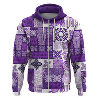 Hawaiian Quilt Hoodie Tiki Tropical Retro Purple Version - Wonder Print Shop