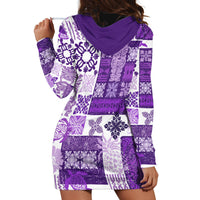 Hawaiian Quilt Hoodie Dress Tiki Tropical Retro Purple Version - Wonder Print Shop