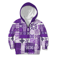 Hawaiian Quilt Kid Hoodie Tiki Tropical Retro Purple Version - Wonder Print Shop