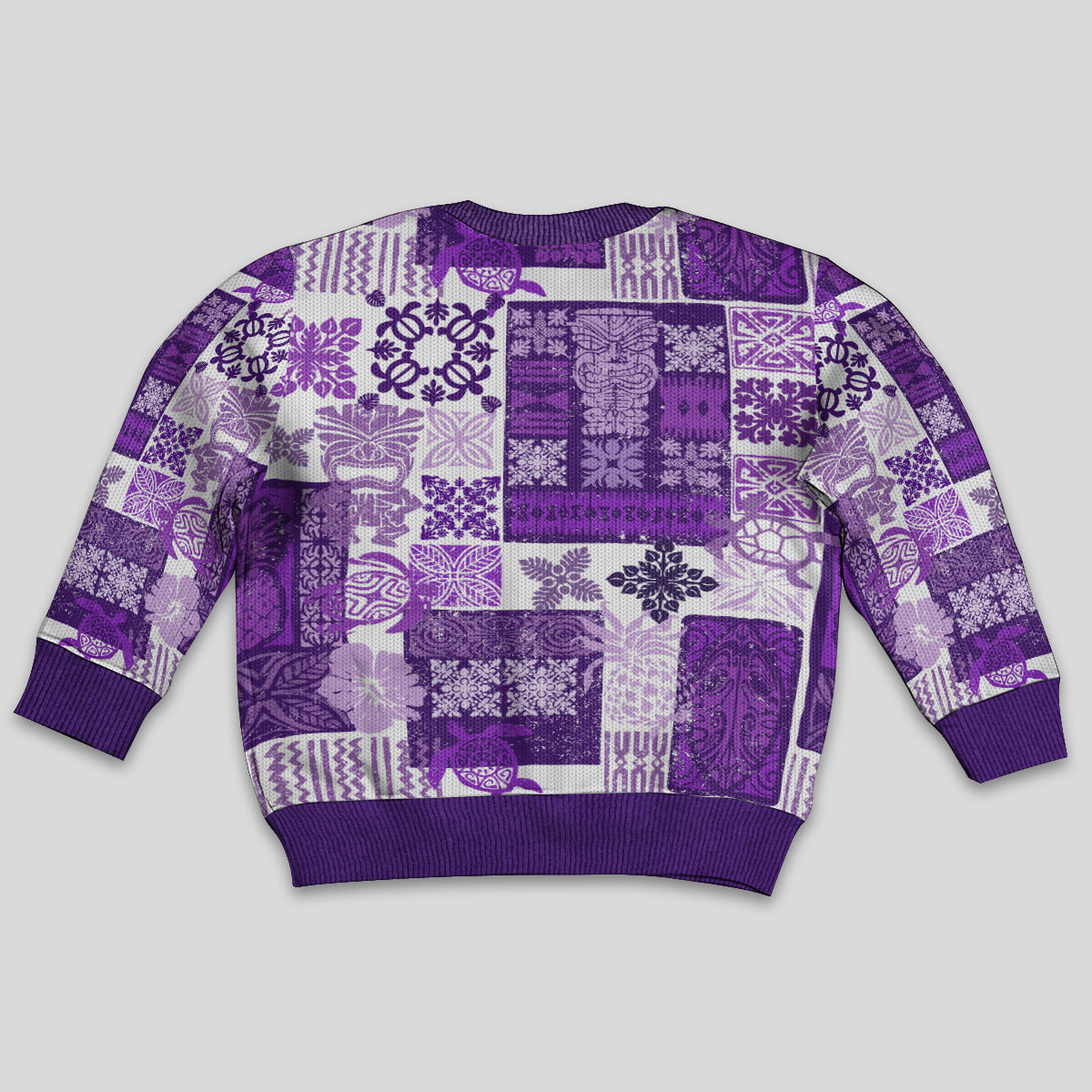Hawaiian Quilt Kid Ugly Christmas Sweater Tiki Tropical Retro Purple Version - Wonder Print Shop