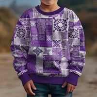 Hawaiian Quilt Kid Ugly Christmas Sweater Tiki Tropical Retro Purple Version - Wonder Print Shop