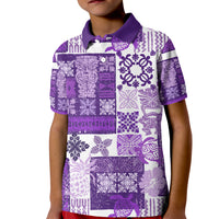Hawaiian Quilt Kid Polo Shirt Tiki Tropical Retro Purple Version - Wonder Print Shop