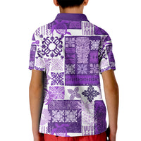 Hawaiian Quilt Kid Polo Shirt Tiki Tropical Retro Purple Version - Wonder Print Shop