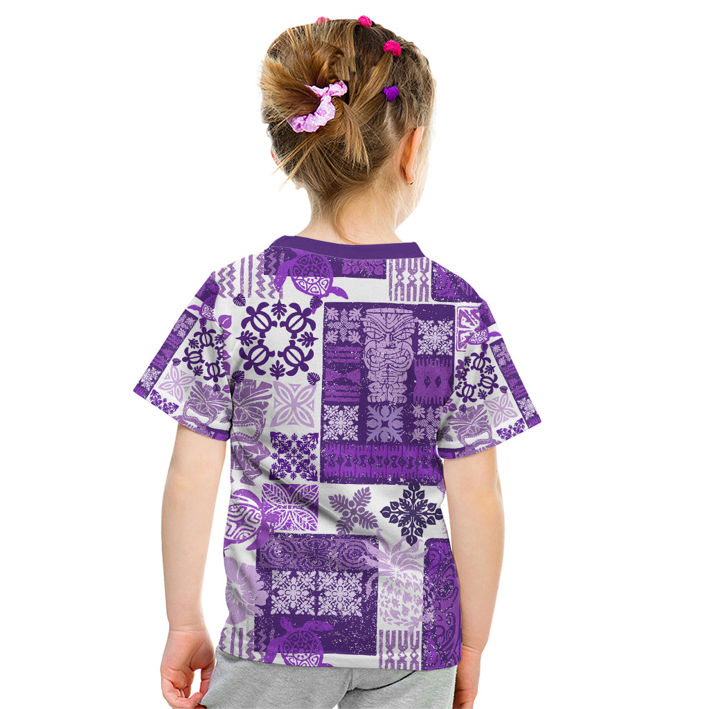 Hawaiian Quilt Kid T Shirt Tiki Tropical Retro Purple Version - Wonder Print Shop