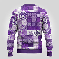 Hawaiian Quilt Ugly Christmas Sweater Tiki Tropical Retro Purple Version - Wonder Print Shop