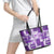 Hawaiian Quilt Leather Tote Bag Tiki Tropical Retro Purple Version - Wonder Print Shop