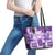 Hawaiian Quilt Leather Tote Bag Tiki Tropical Retro Purple Version - Wonder Print Shop