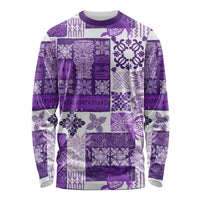 Hawaiian Quilt Long Sleeve Shirt Tiki Tropical Retro Purple Version - Wonder Print Shop