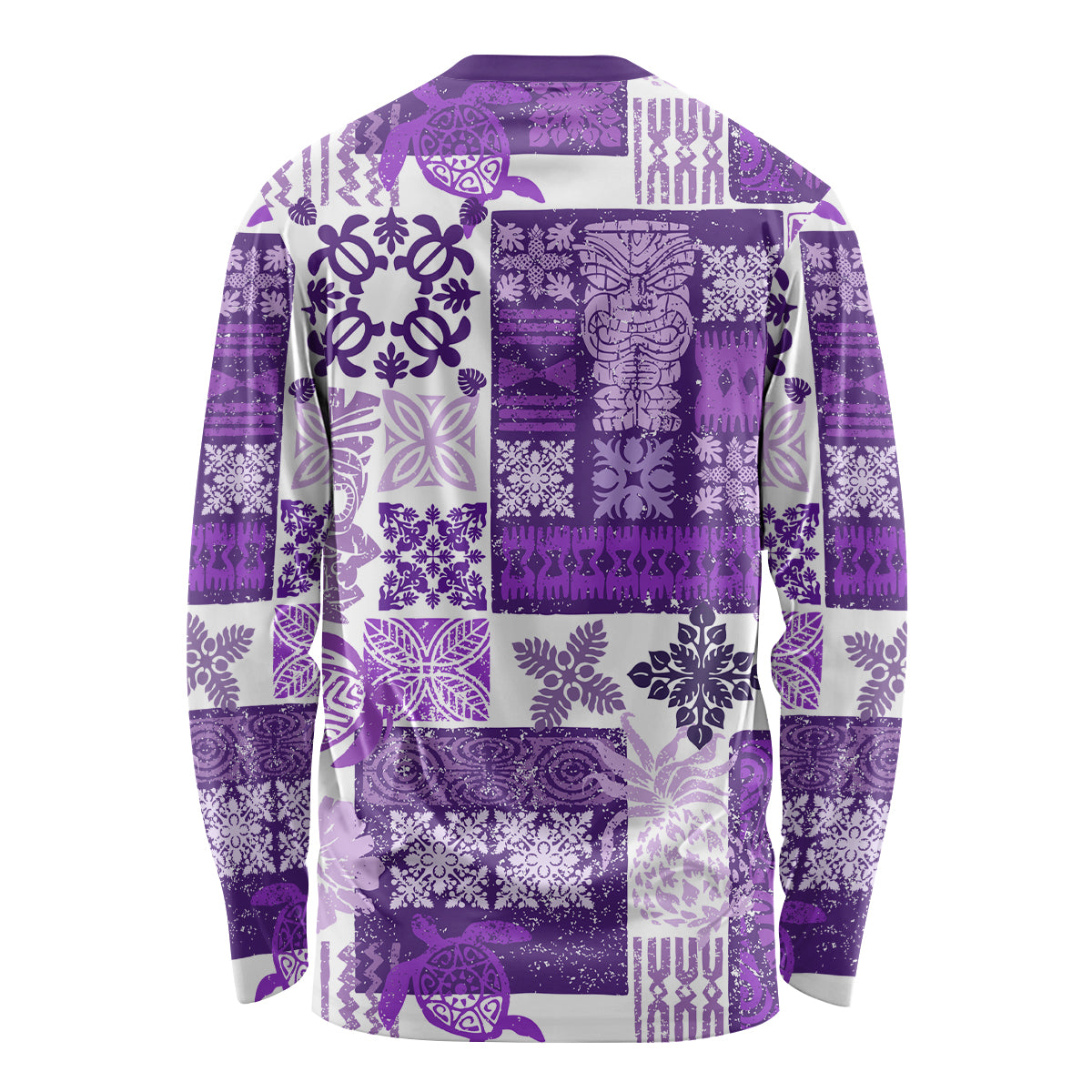 Hawaiian Quilt Long Sleeve Shirt Tiki Tropical Retro Purple Version - Wonder Print Shop