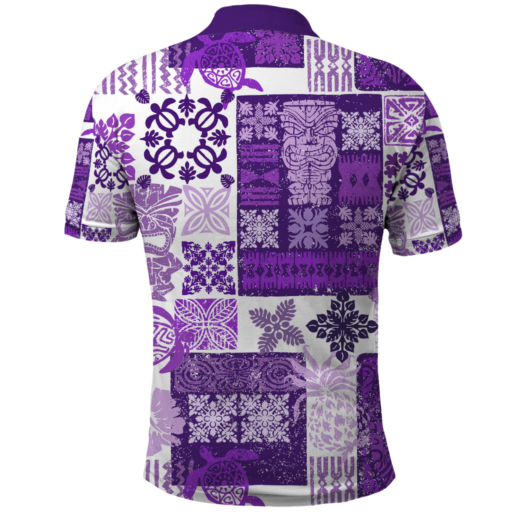 Hawaiian Quilt Polo Shirt Tiki Tropical Retro Purple Version - Wonder Print Shop