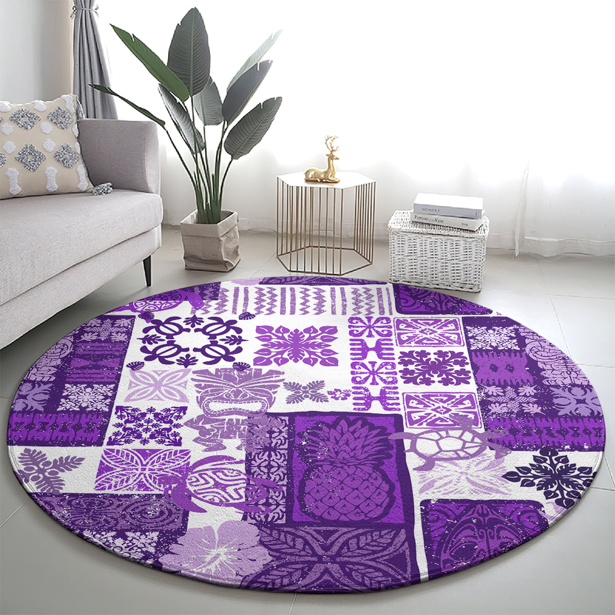 hawaiian-quilt-round-carpet-tiki-tropical-retro-purple-version