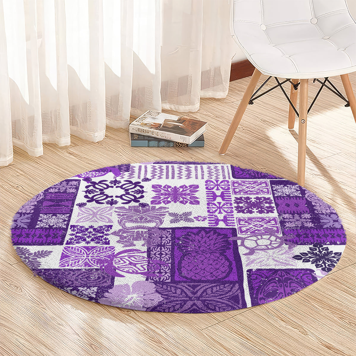 hawaiian-quilt-round-carpet-tiki-tropical-retro-purple-version