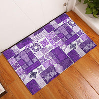 Hawaiian Quilt Rubber Doormat Tiki Tropical Retro Purple Version - Wonder Print Shop