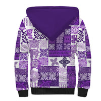 Hawaiian Quilt Sherpa Hoodie Tiki Tropical Retro Purple Version - Wonder Print Shop