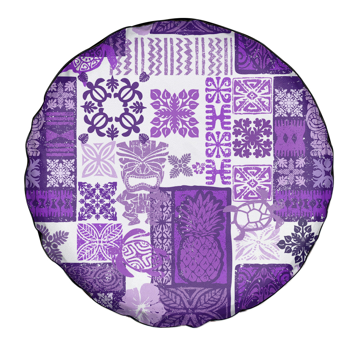 Hawaiian Quilt Spare Tire Cover Tiki Tropical Retro Purple Version - Wonder Print Shop
