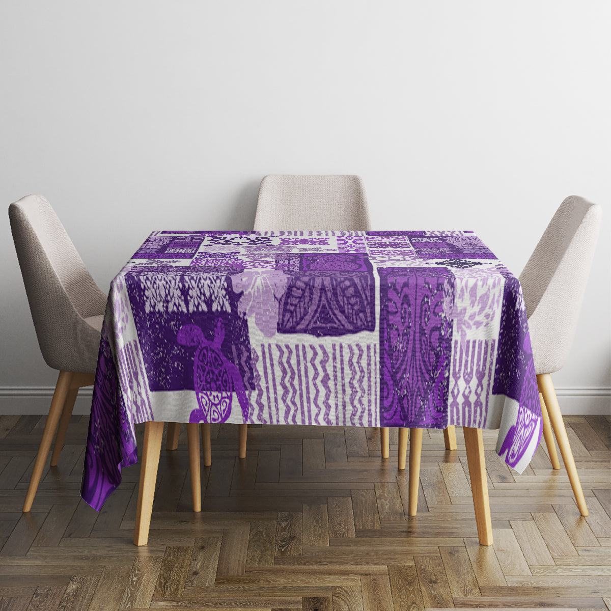 Hawaiian Quilt Tablecloth Tiki Tropical Retro Purple Version - Wonder Print Shop