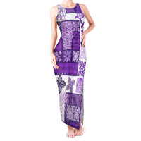 Hawaiian Quilt Tank Maxi Dress Tiki Tropical Retro Purple Version - Wonder Print Shop