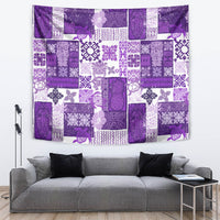 Hawaiian Quilt Tapestry Tiki Tropical Retro Purple Version - Wonder Print Shop