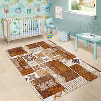 Hawaiian Quilt Area Rug Tiki Tropical Retro Brown Version - Wonder Print Shop
