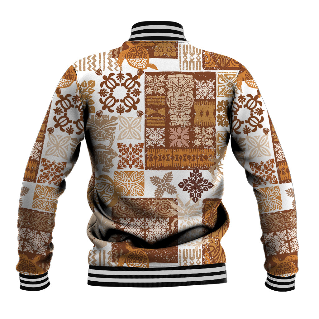 Hawaiian Quilt Baseball Jacket Tiki Tropical Retro Brown Version - Wonder Print Shop