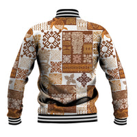 Hawaiian Quilt Baseball Jacket Tiki Tropical Retro Brown Version - Wonder Print Shop
