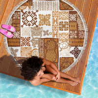 Hawaiian Quilt Beach Blanket Tiki Tropical Retro Brown Version - Wonder Print Shop