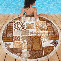 Hawaiian Quilt Beach Blanket Tiki Tropical Retro Brown Version - Wonder Print Shop