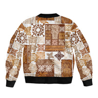 Hawaiian Quilt Bomber Jacket Tiki Tropical Retro Brown Version - Wonder Print Shop