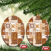 Hawaiian Quilt Ceramic Ornament Tiki Tropical Retro Brown Version - Wonder Print Shop