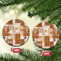 Hawaiian Quilt Ceramic Ornament Tiki Tropical Retro Brown Version - Wonder Print Shop