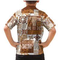 Hawaiian Quilt Family Matching Mermaid Dress and Hawaiian Shirt Tiki Tropical Retro Brown Version - Wonder Print Shop