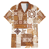 Hawaiian Quilt Family Matching Mermaid Dress and Hawaiian Shirt Tiki Tropical Retro Brown Version - Wonder Print Shop