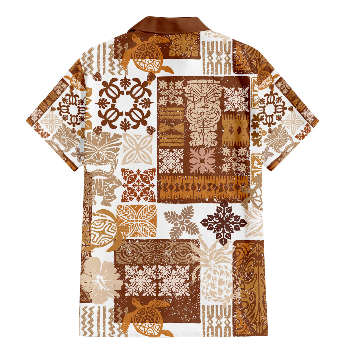 Hawaiian Quilt Family Matching Mermaid Dress and Hawaiian Shirt Tiki Tropical Retro Brown Version - Wonder Print Shop